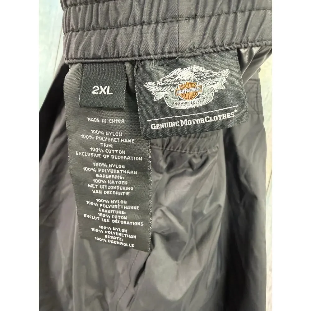 Harley Davidson Rain Pants Men's Size 2XL Black Motorcycle Overalls Nylon Biker - Picture 3 of 4